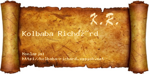 Kolbaba Richárd névjegykártya